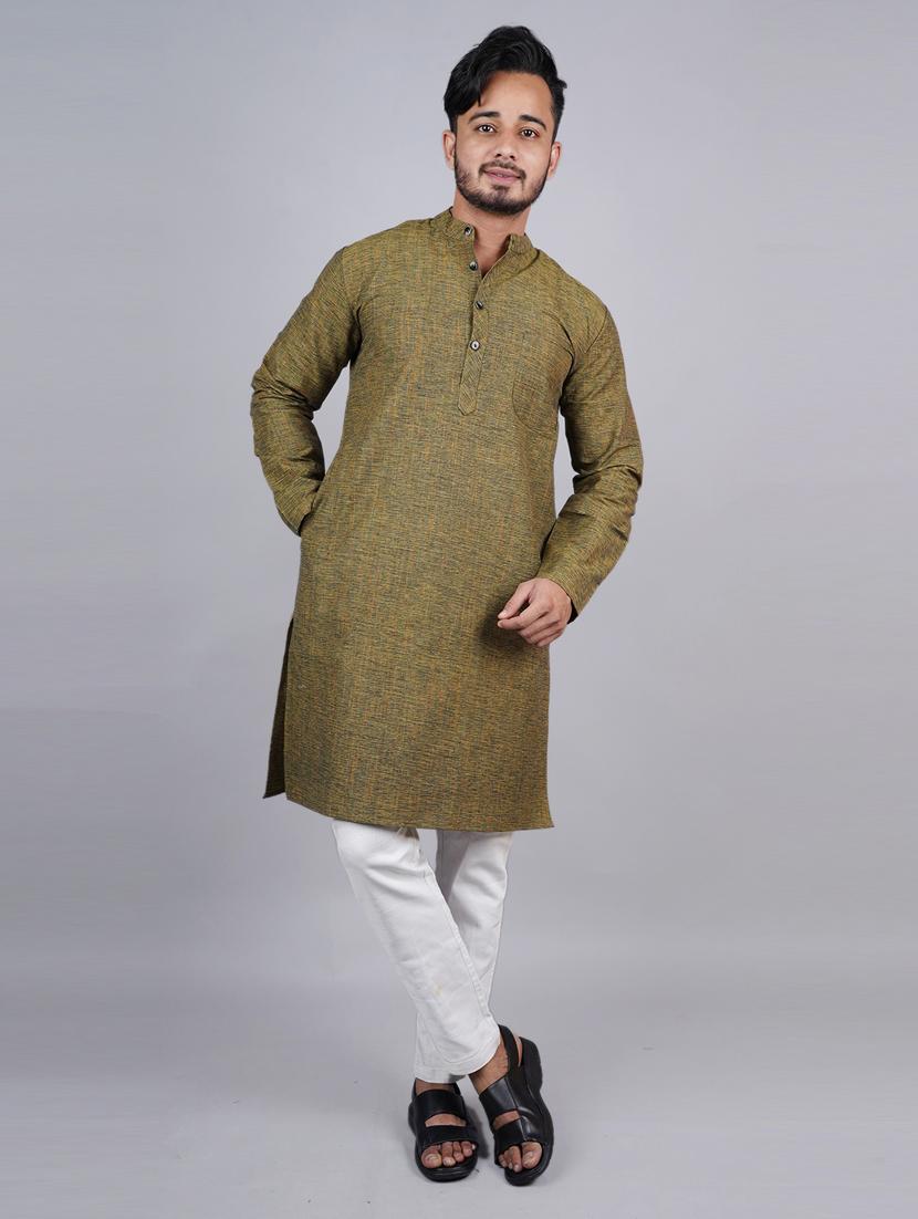 men self design long sleeves kurta