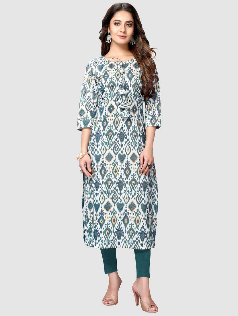 women three quarter sleeve straight kurta