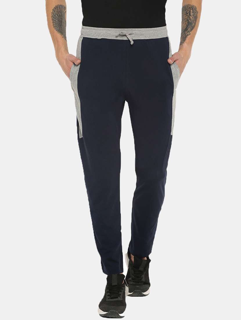 men solid mid rise regular fit track pant