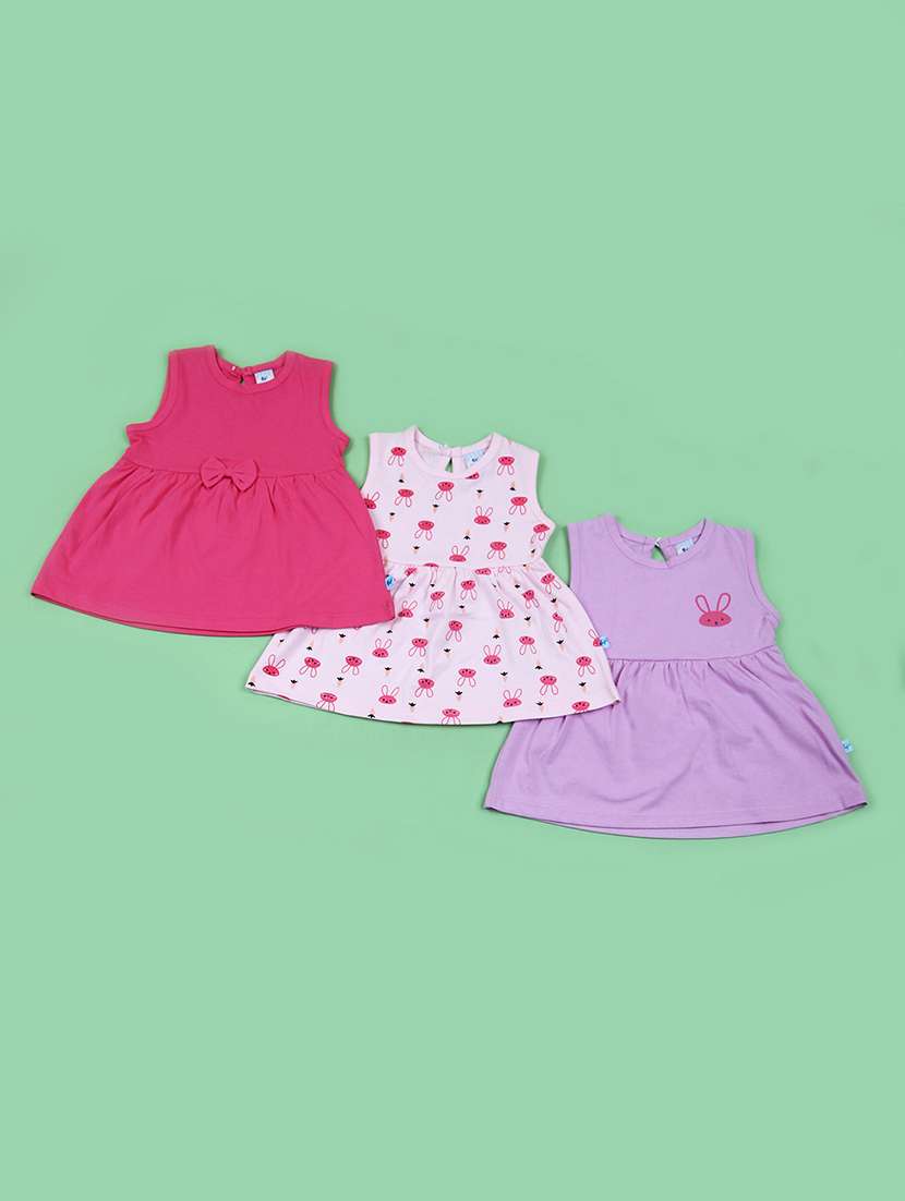 girls pack of 3 printed frocks
