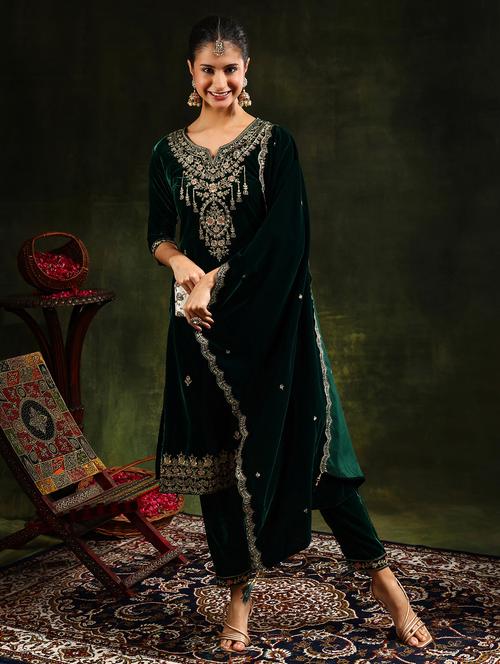 women embroidered three quarter sleeve suit set - 21646849 - Very Small Image - 1