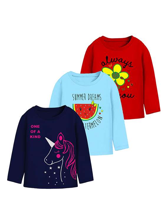 kids round neck printed t-shirts combo