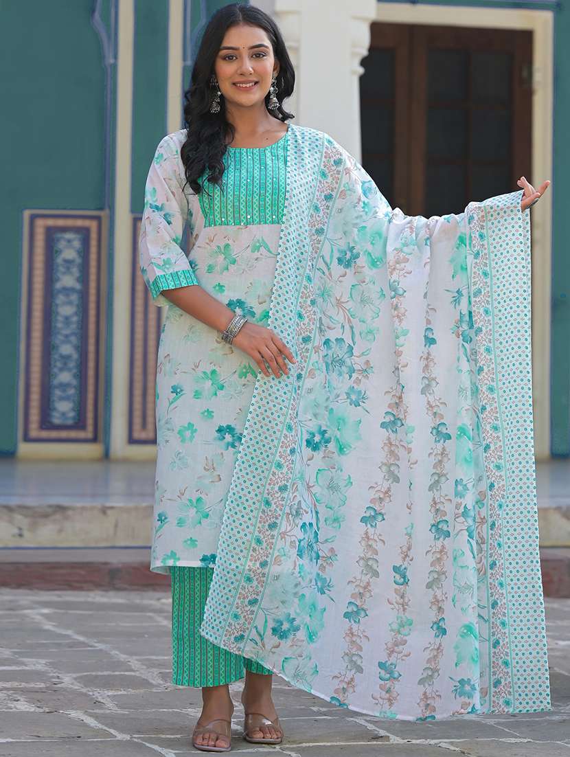 women floral kurta pant set with dupatta