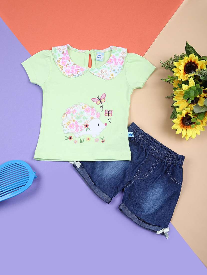 kids printed t-shirt & shorts set