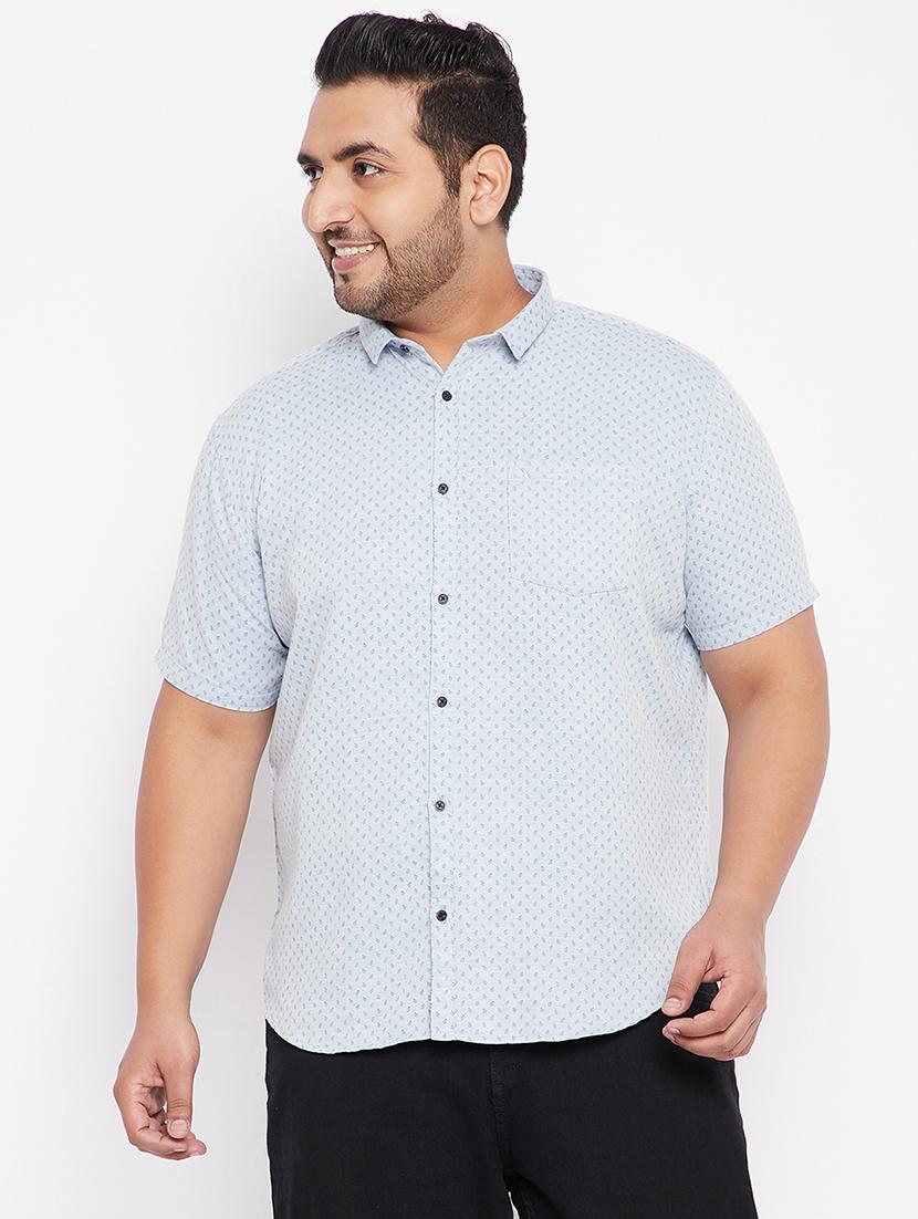 men short sleeves printed plus size casual shirt