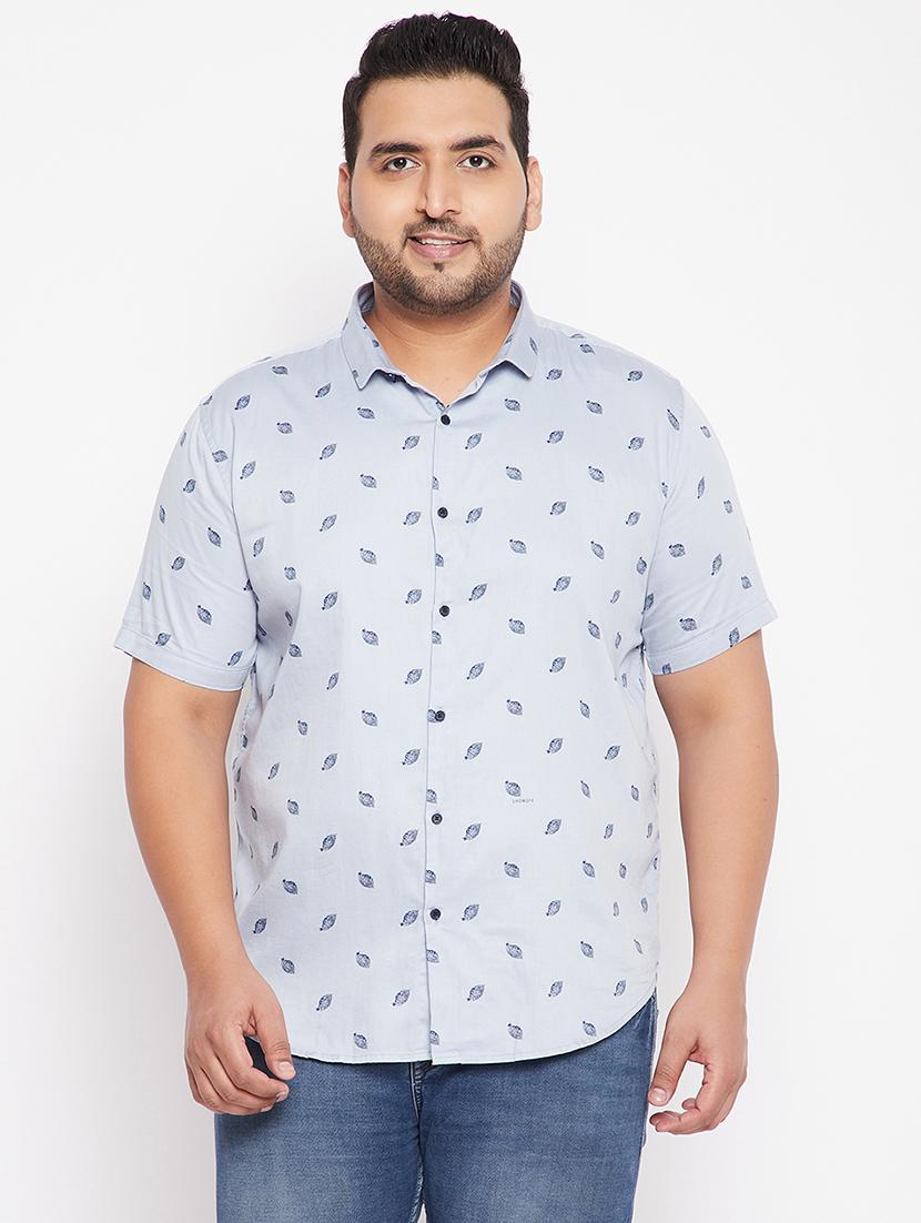 men short sleeves printed plus size casual shirt