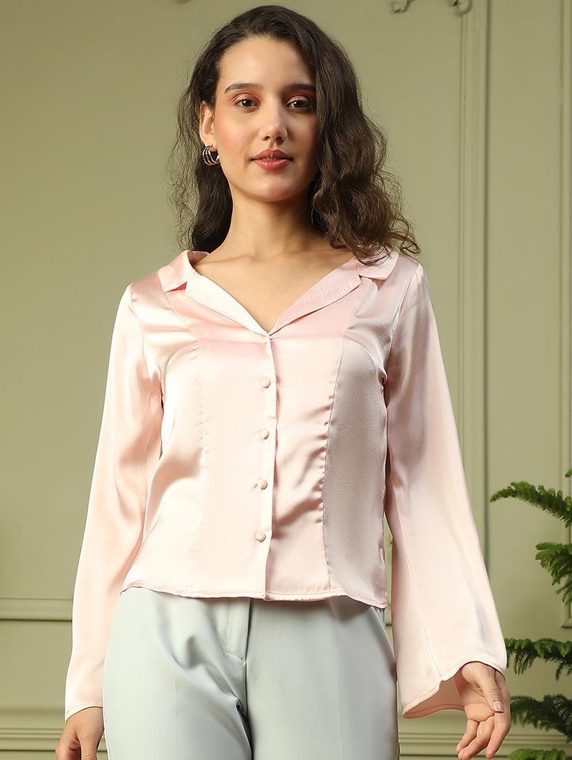 women long sleeves solid regular shirt