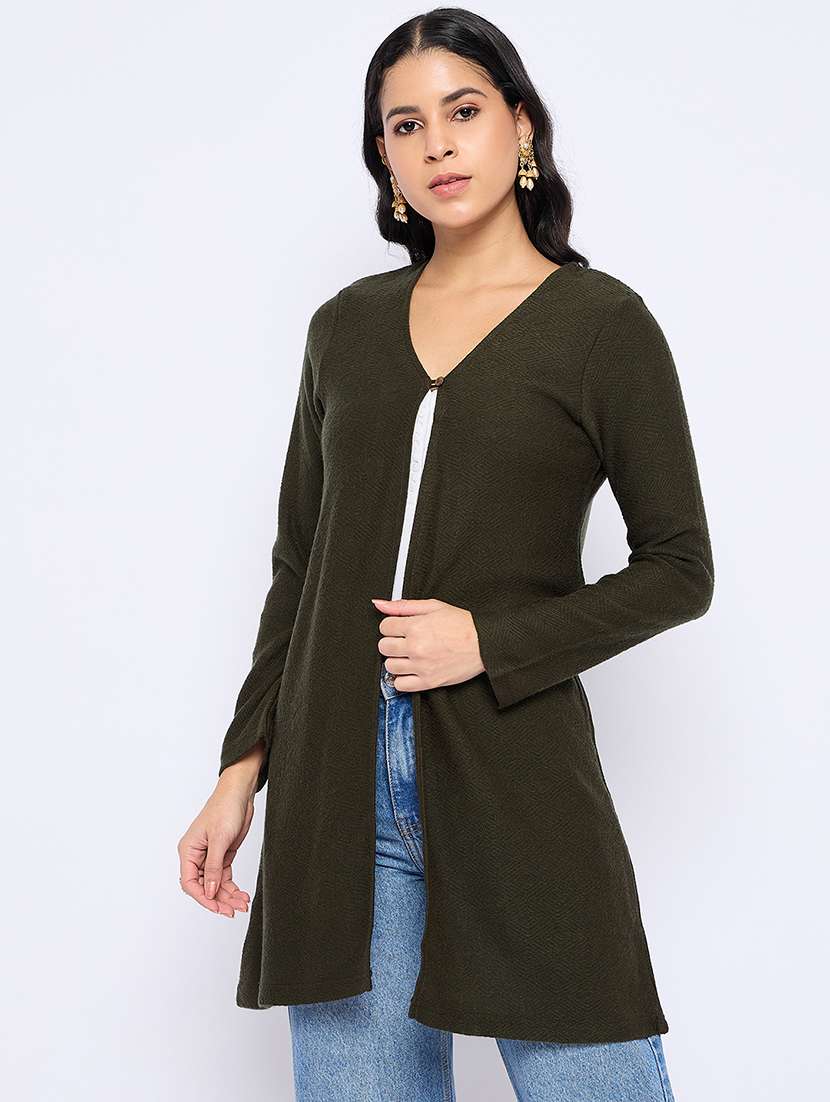women long sleeves solid regular shrug
