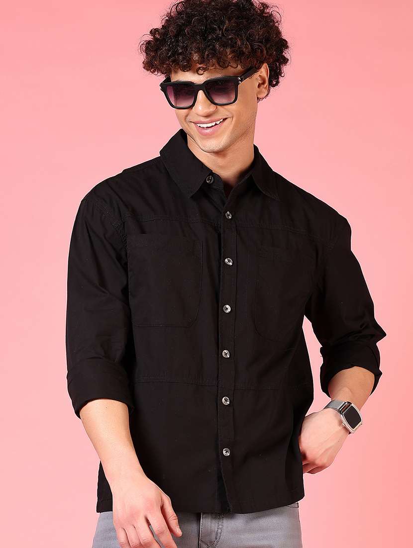 men solid long sleeve regular fit casual shirt