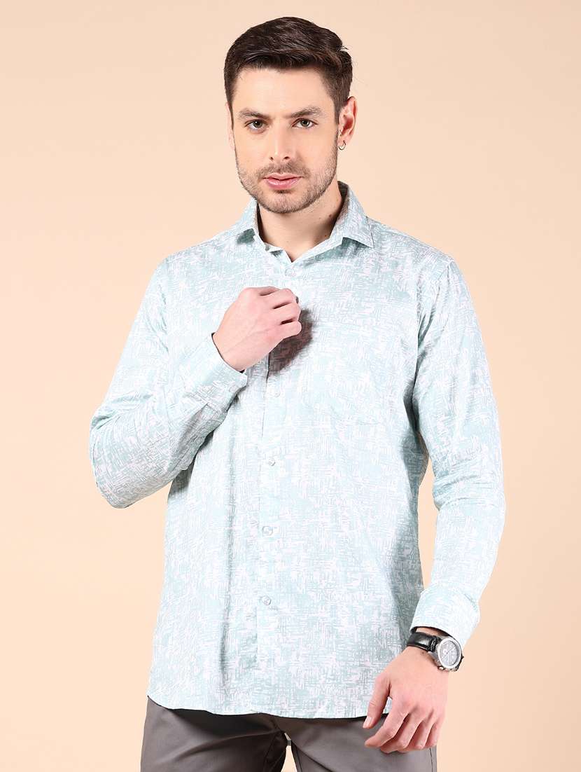 men printed long sleeve regular fit casual shirt