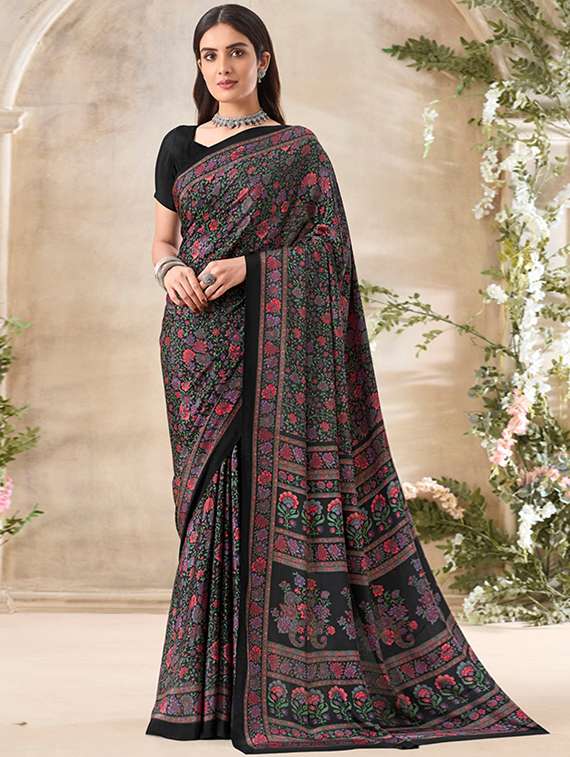 women printed casual wear saree with blouse