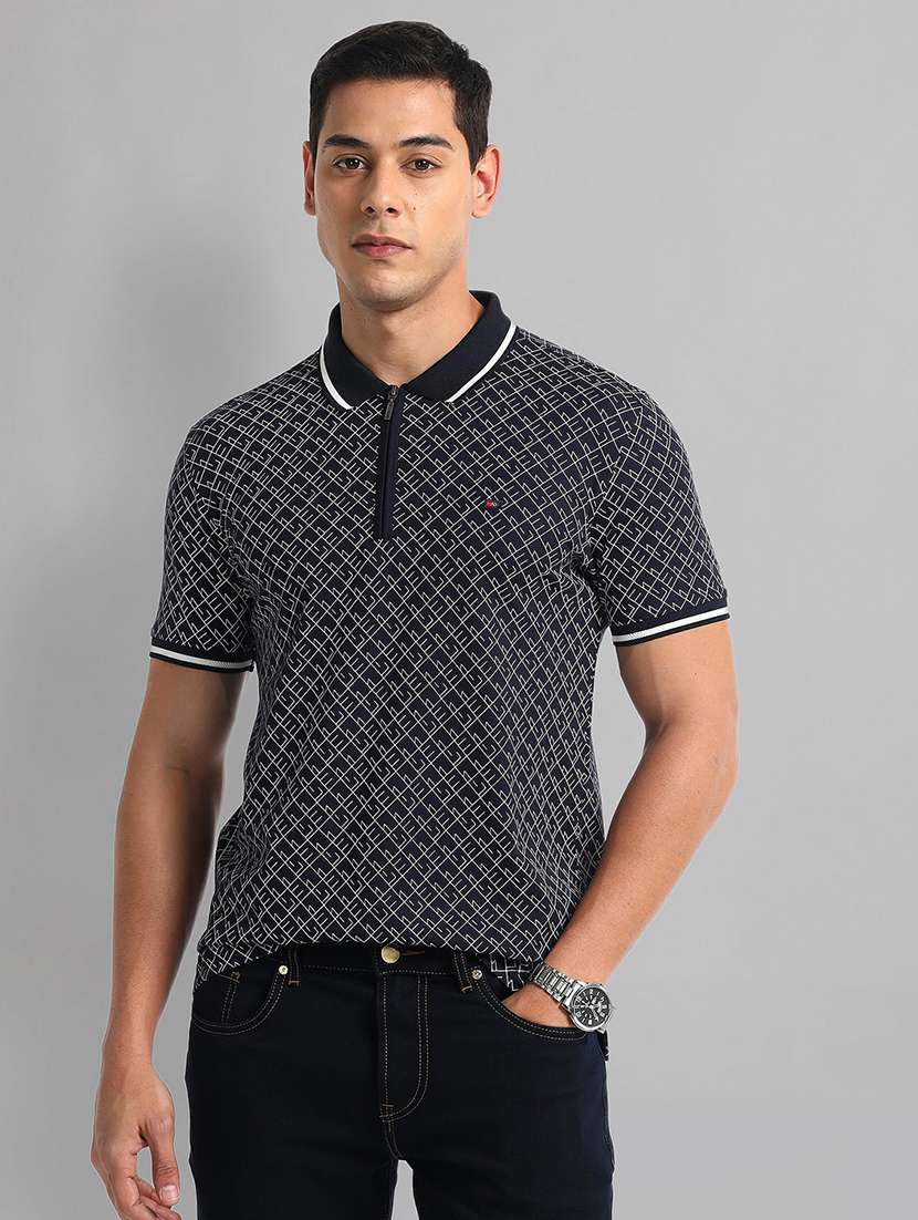 men printed short sleeves polo t-shirt