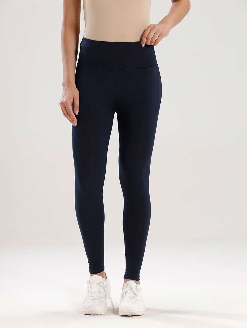 women solid high rise slim fit jegging