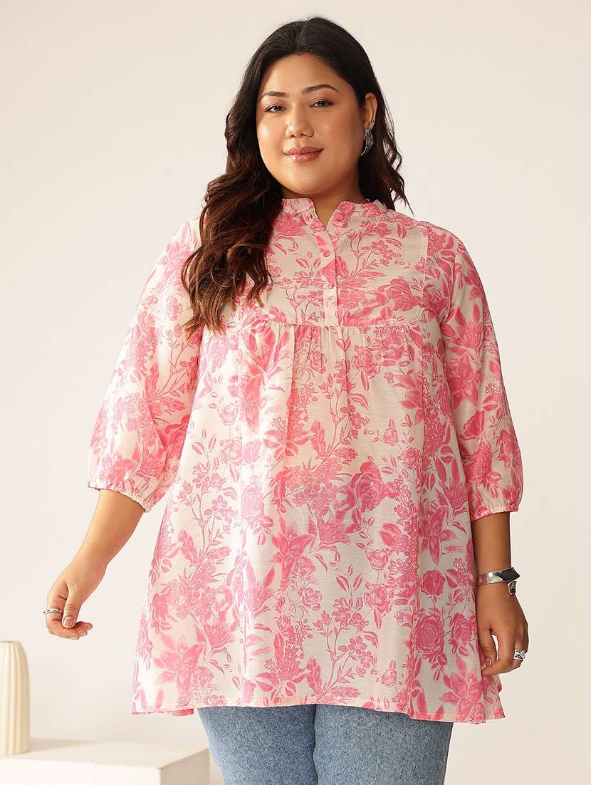 women plus size floral printed a-line kurti
