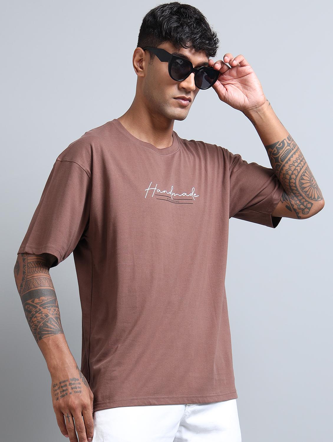 men chest print short sleeve oversized t-shirt