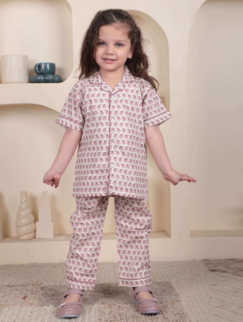 girls printed nightwear pyjama set