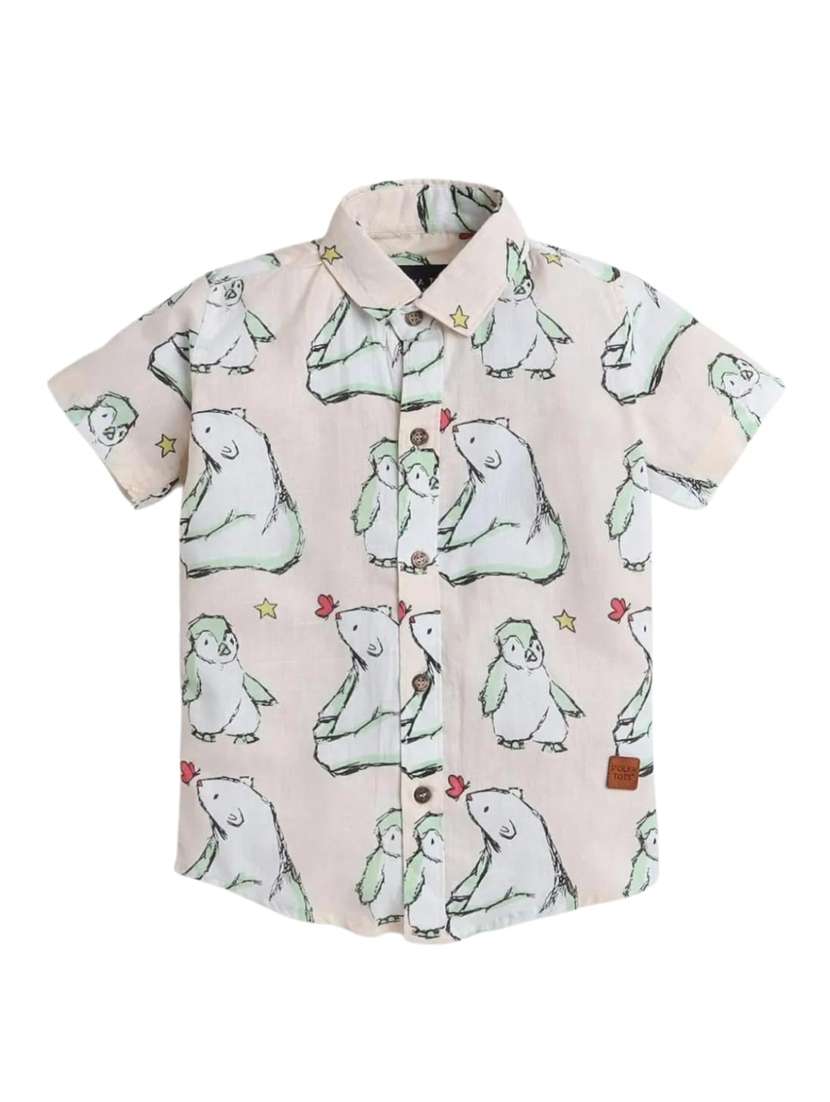 boys printed collared short sleeve shirt