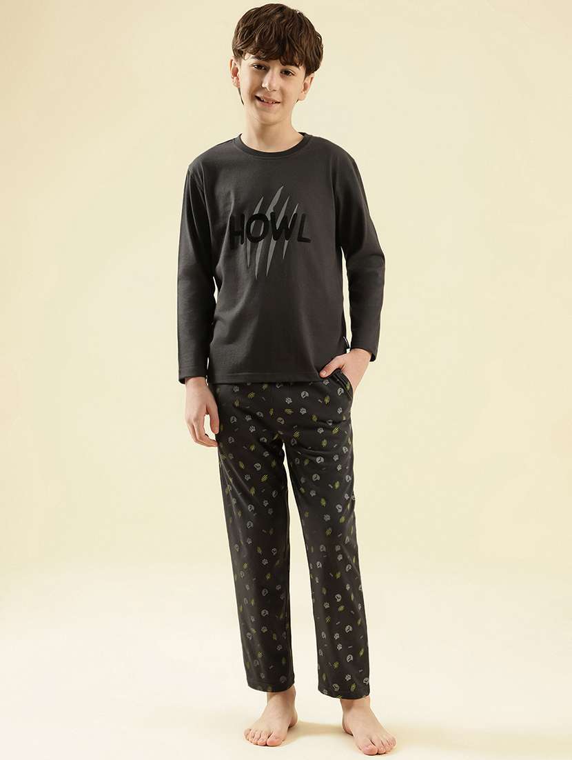 boys printed long sleeve nightwear pyjama set