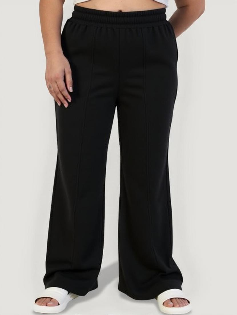 women black solid mid rise straight trouser