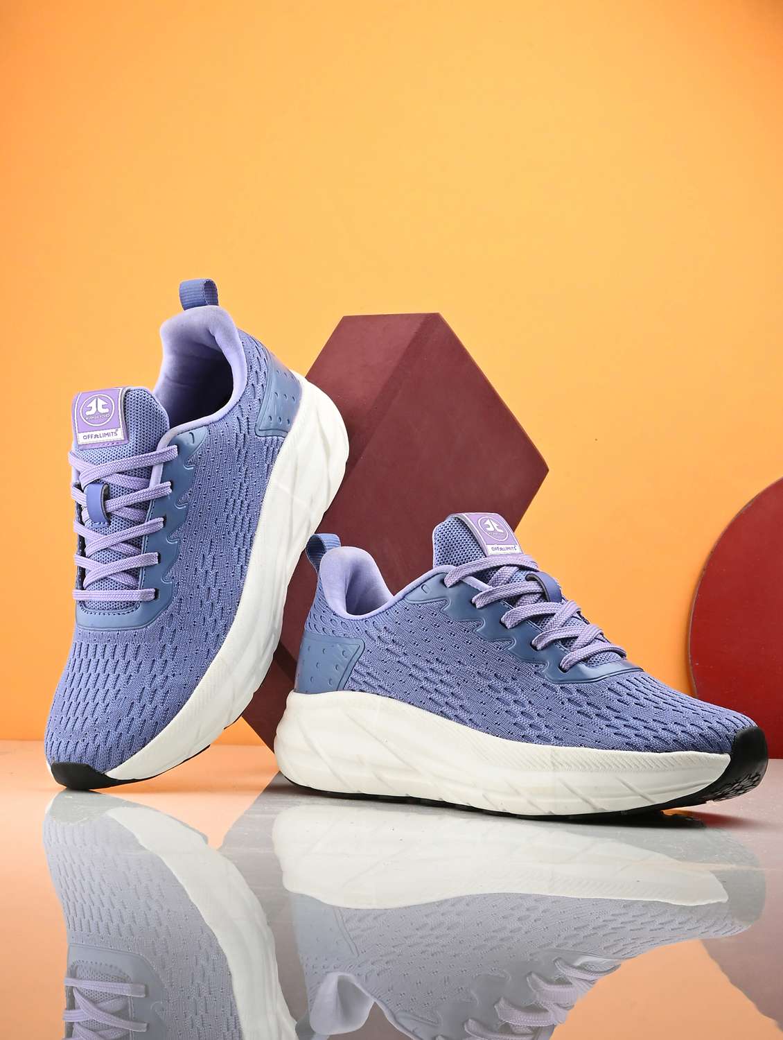 purple flyknit laceup sports shoes