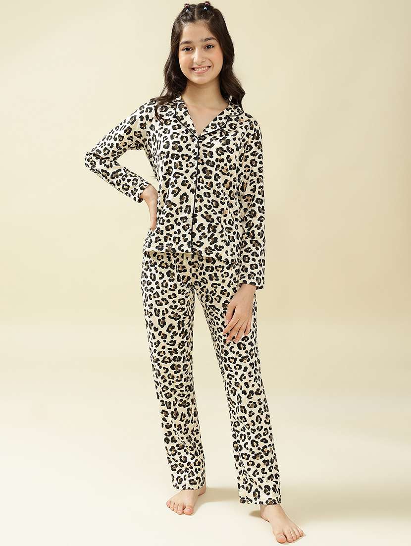 girls animal print nightwear pyjama set