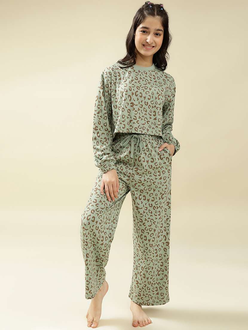 girls animal print nightwear pyjama set