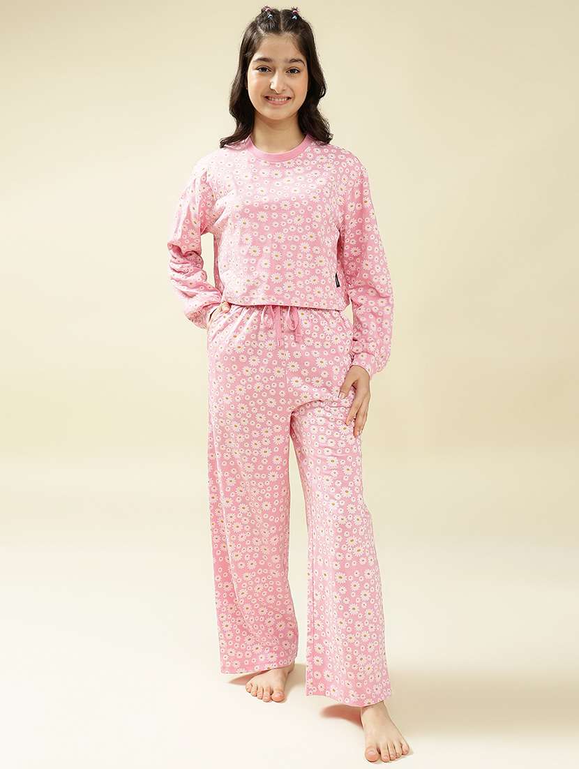 girls printed nightwear pyjama set