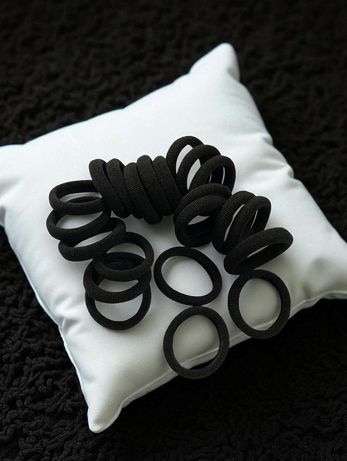 black rubber hair scrunchies set of 30