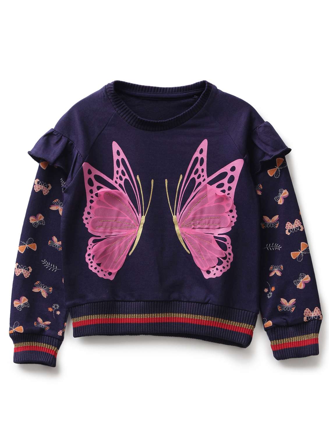 girls printed round neck long sleeve sweatshirt