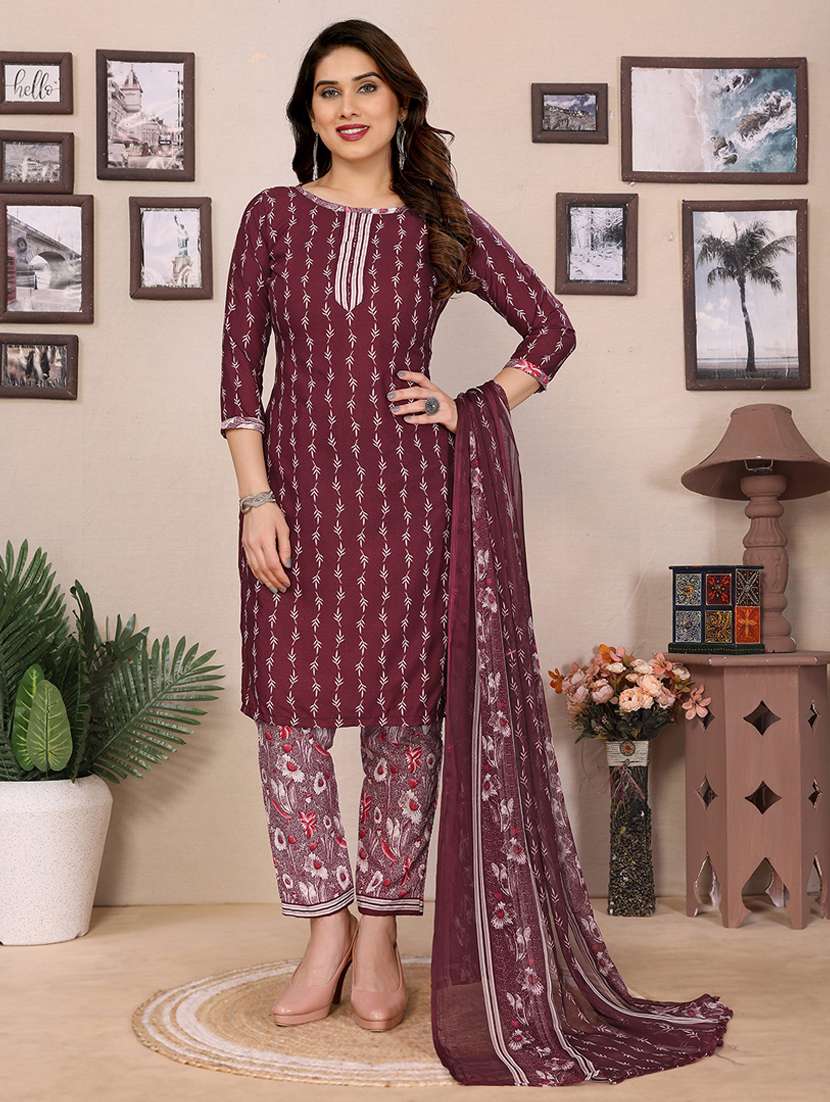 women printed unstitched suit set