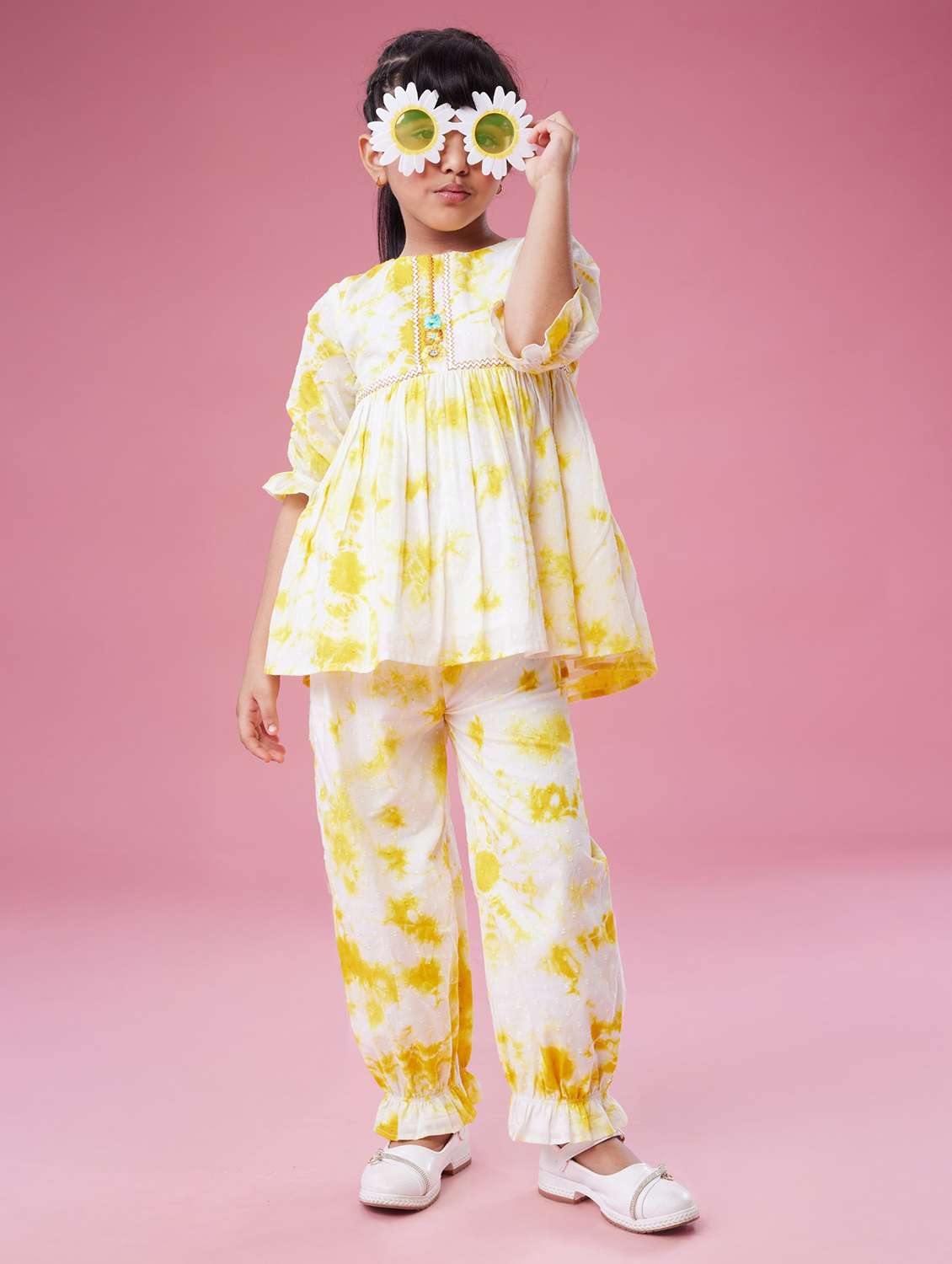 girls printed top & palazzo co-ord set