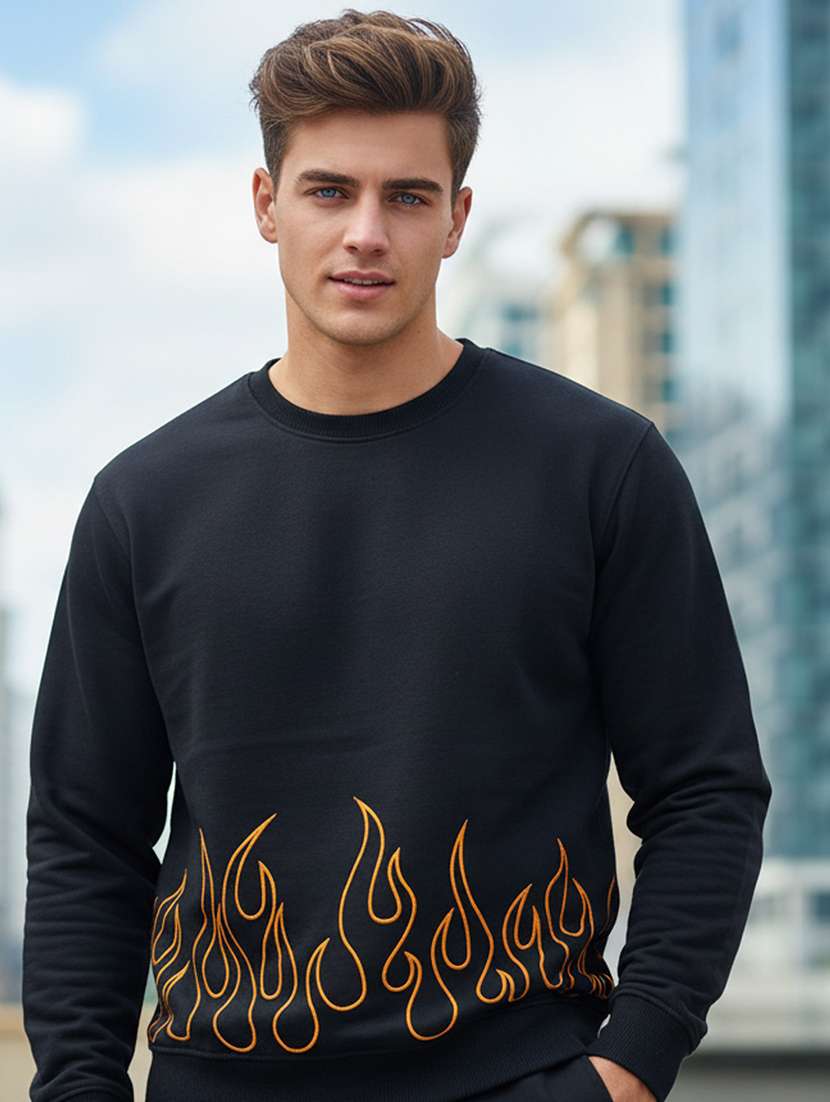 men placement print long sleeve regular fit sweatshirt