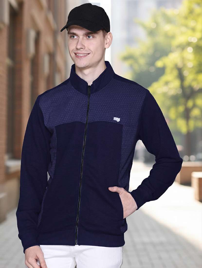 men color block long sleeve regular fit casual jacket