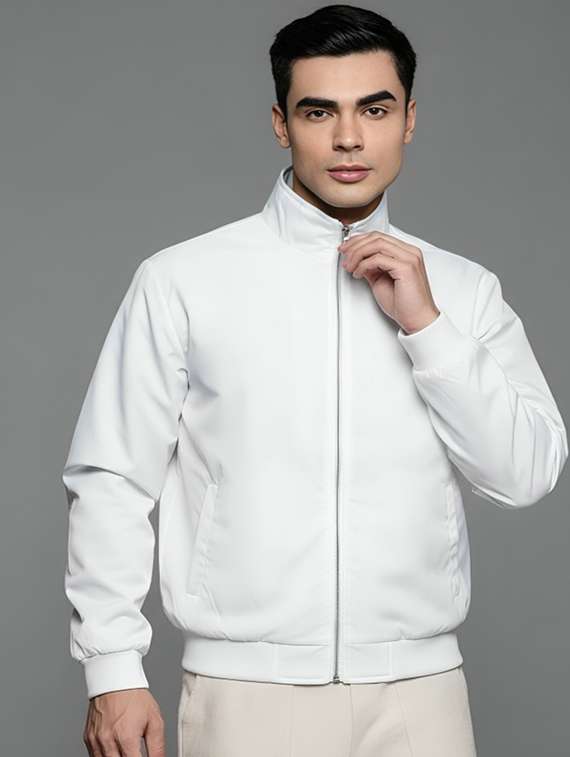men solid long sleeve lightweight bomber jacket
