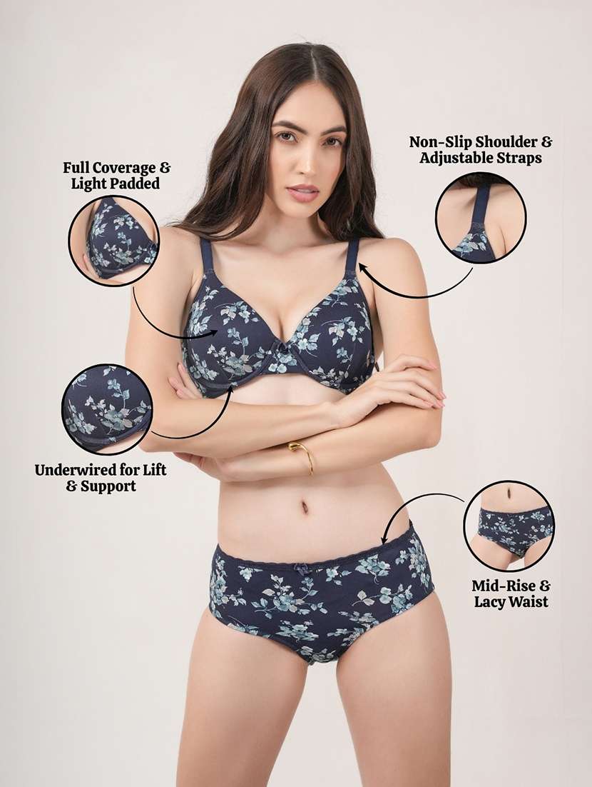 women printed bra and panty set
