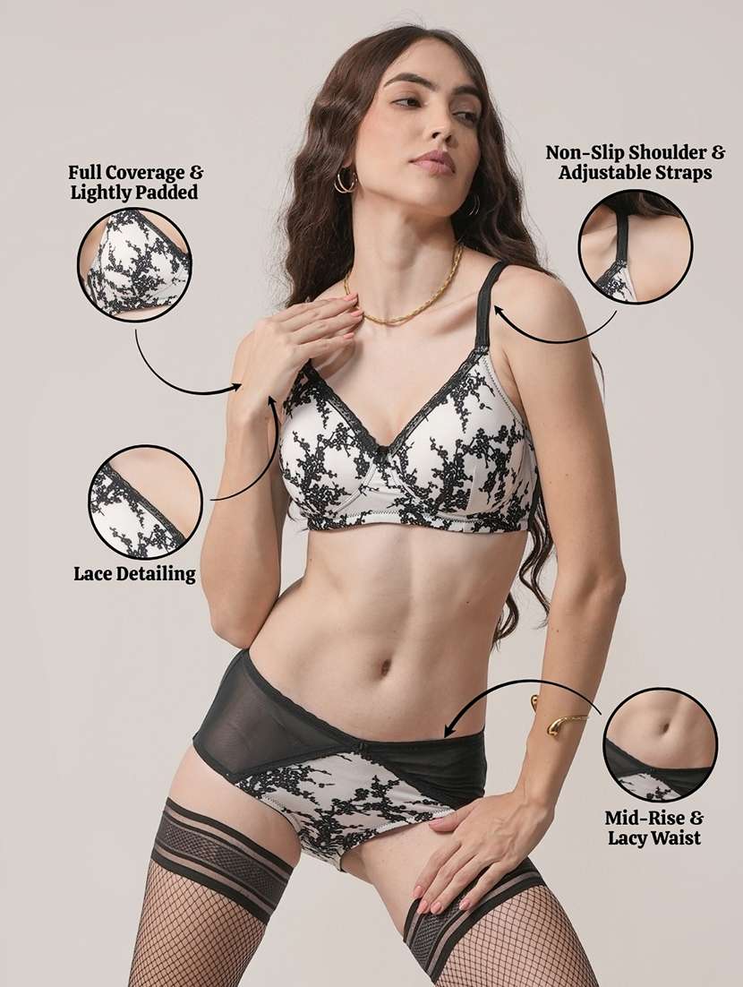 women printed bra and panty set