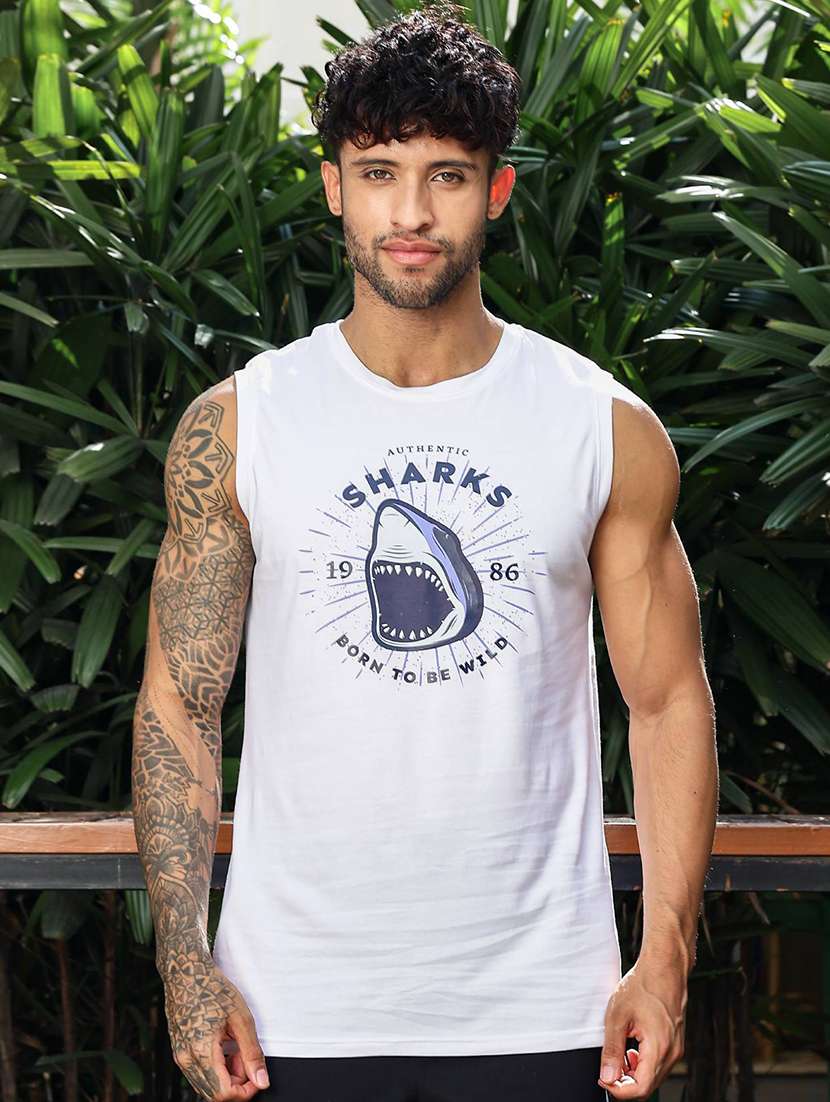 men front print sleveless vest