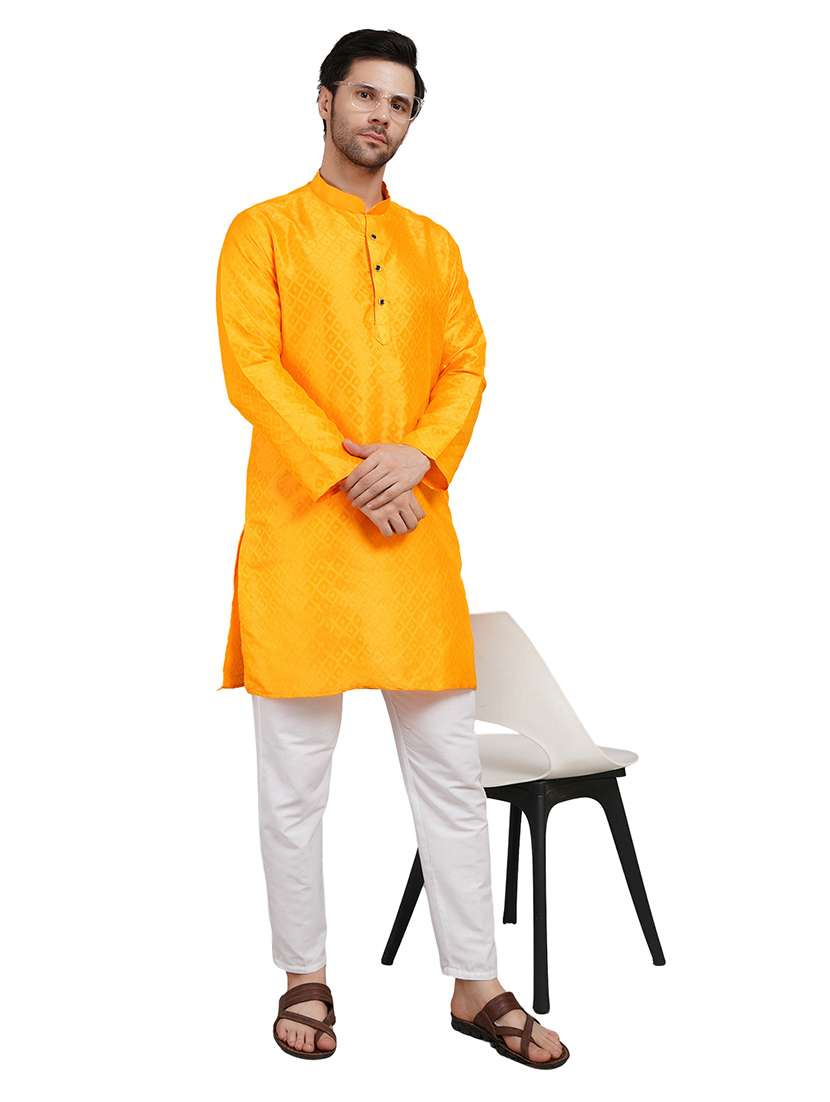 men self design mandarin neck kurta with trousers ethnic wear set