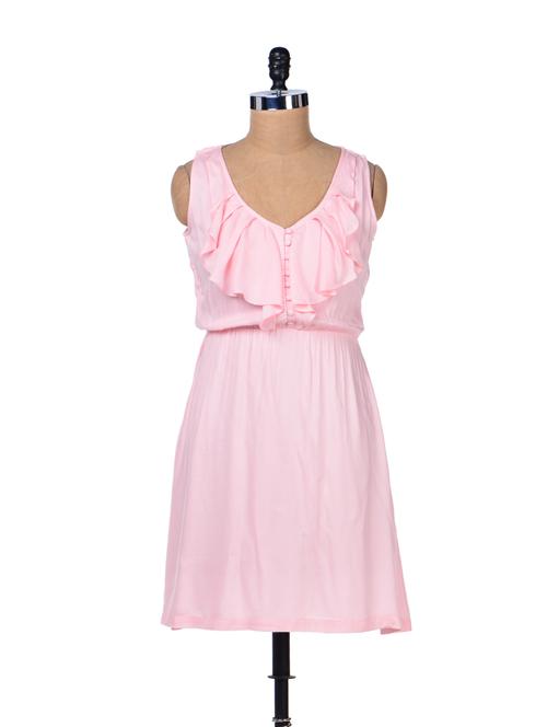 Powder Pink Ruffled Dress - Femella