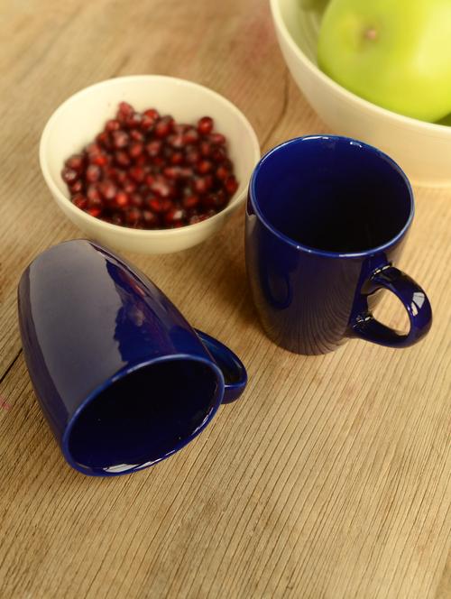 Blue Ceramic Coffee Mug Set Of 2 - Habitation