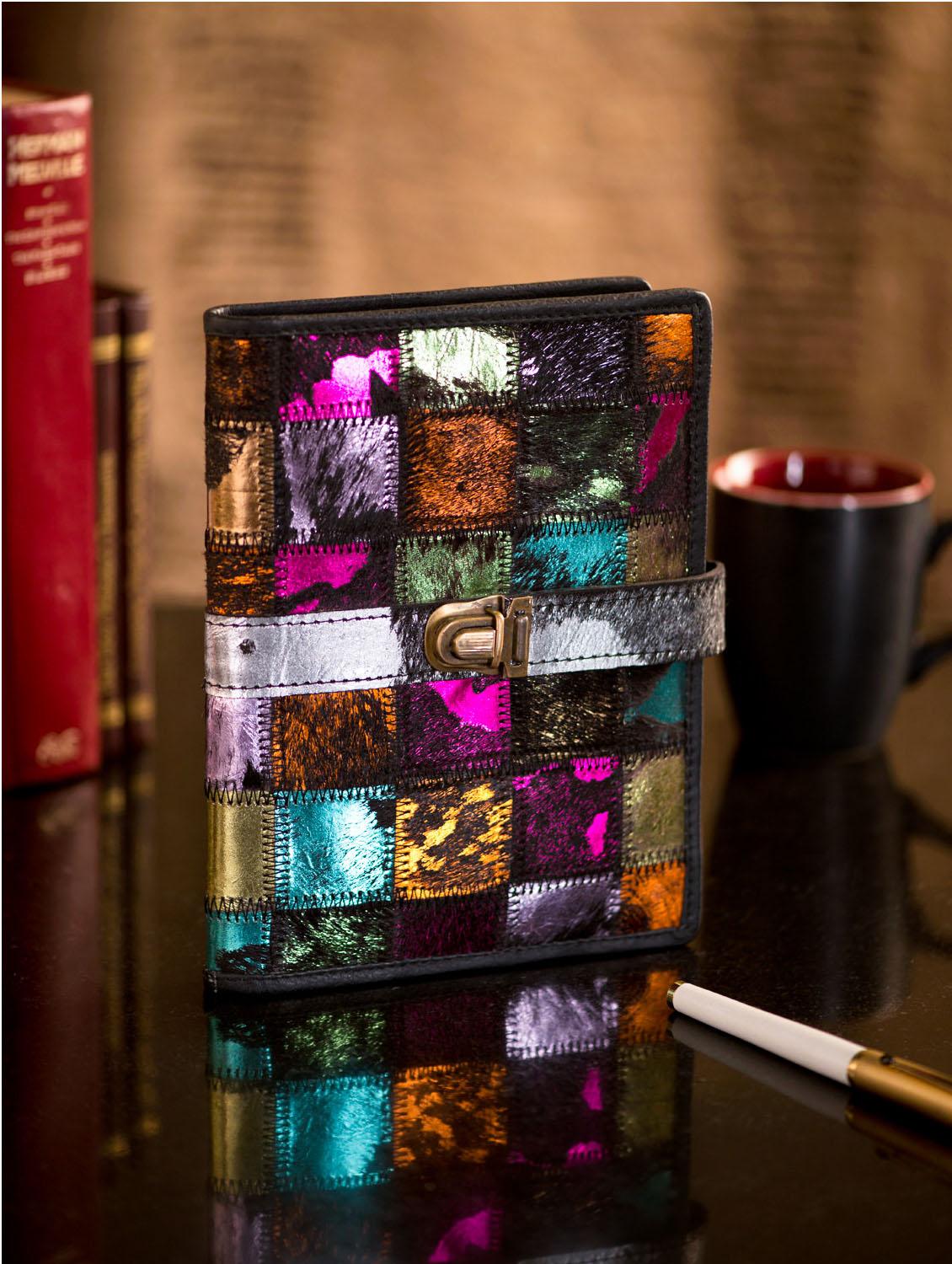 Colourful Checks Passport Holder - Lthr