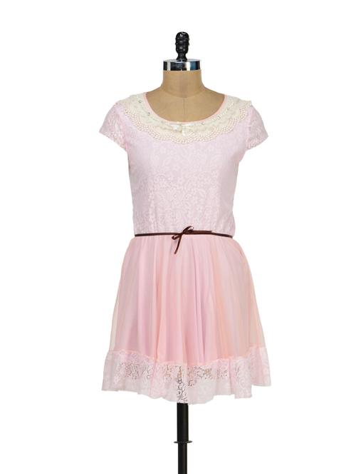 Cute Pink Lace Dress - Sanchey