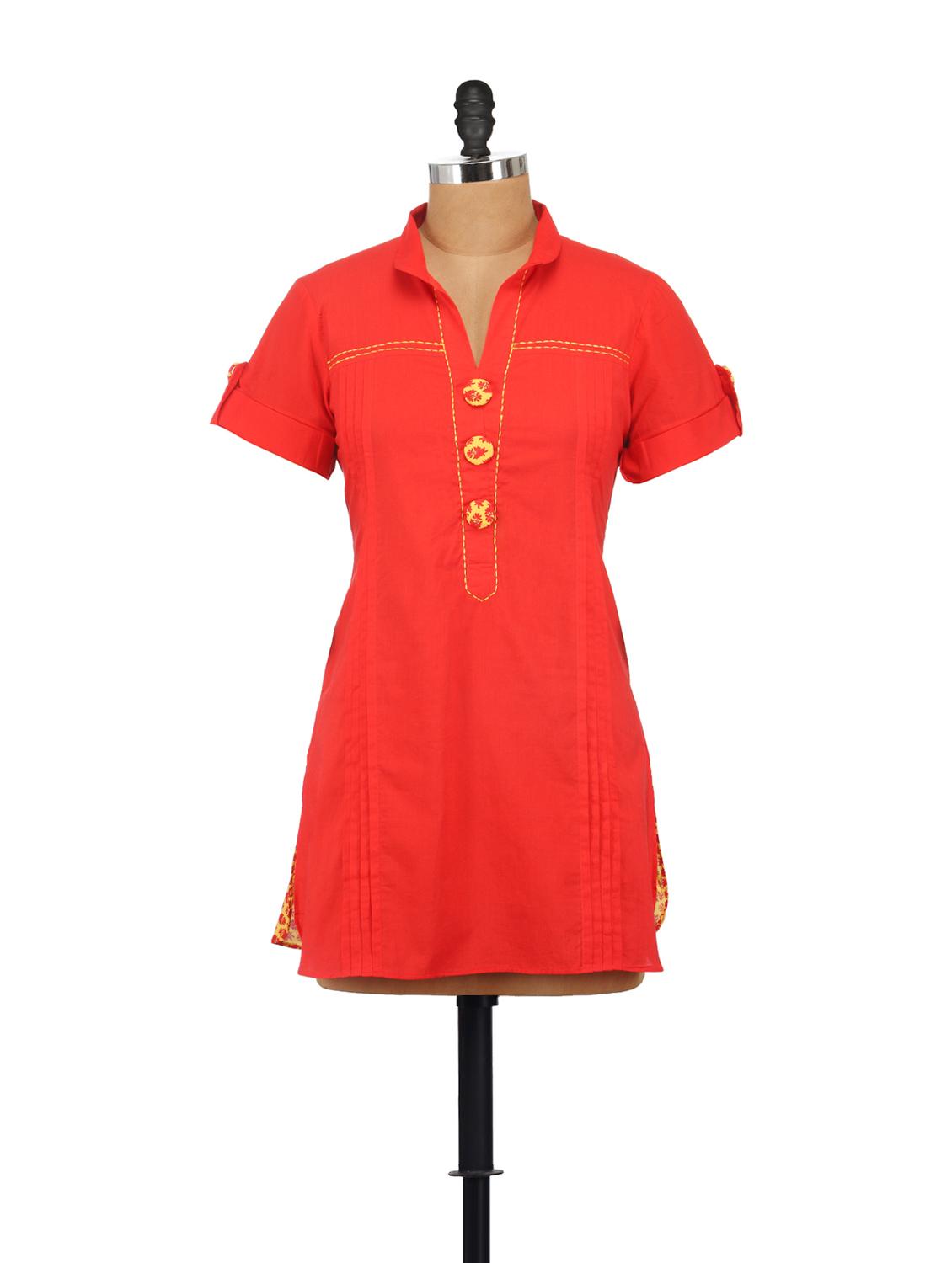 Stylish Orange Tunic With Printed Back - AKYRA
