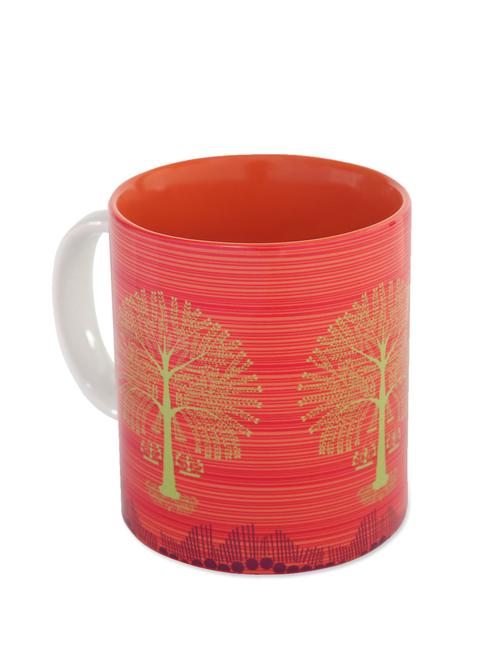 Orange Ceramic Mug Tree Warli - The Elephant Company