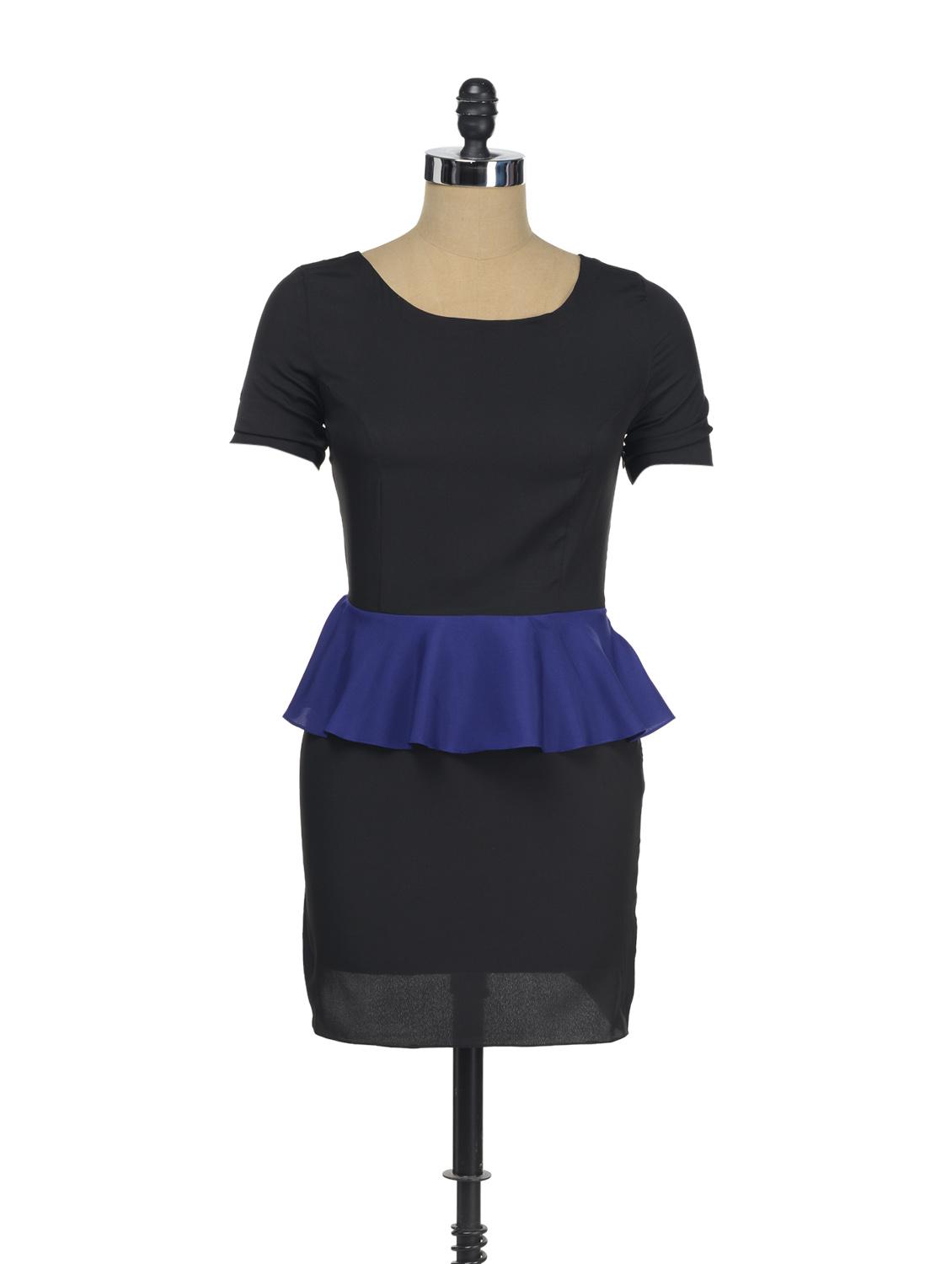 Black Dress With Violet Peplum - I KNOW By Timsy & Siddhartha