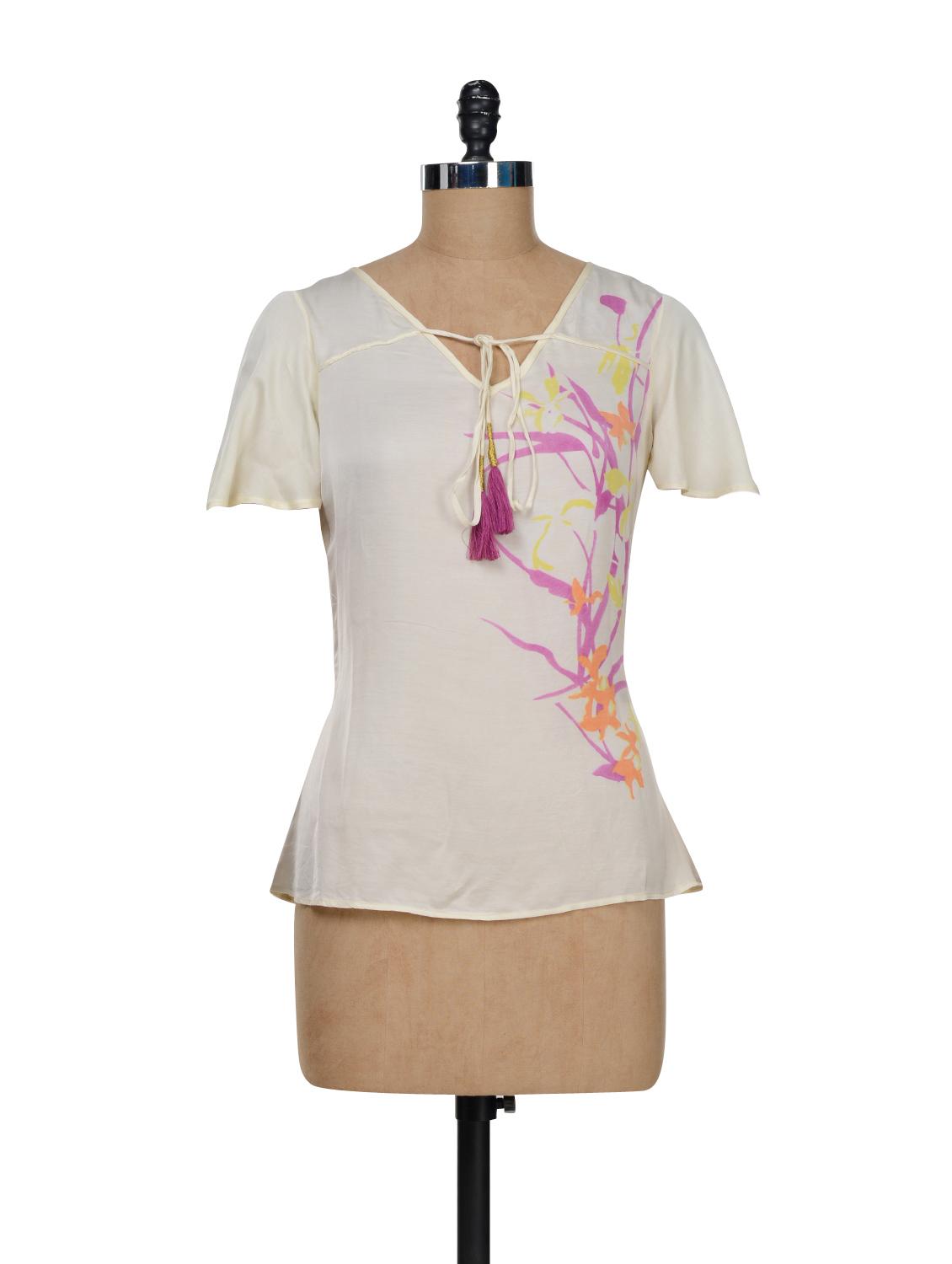 Silk Top With Tie Up Detailing - I AM FOR YOU