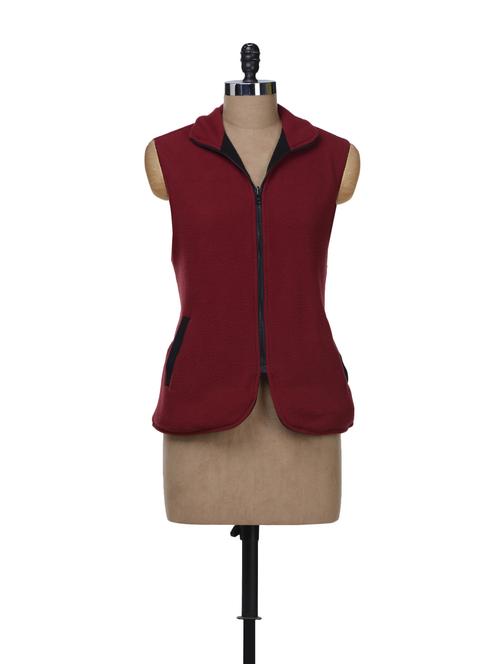 Red & Brown Warm Reversible Jacket - Color Cocktail
