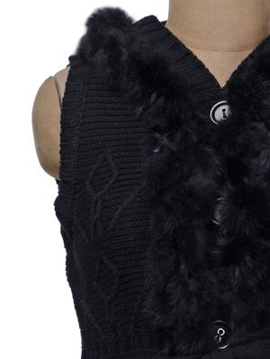 sleeveless black sweater with fur - 51242 - Standard Image - 4