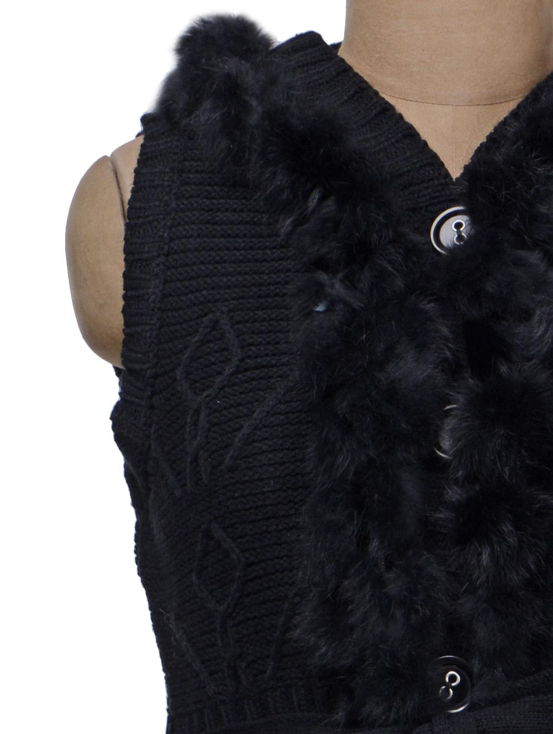 sleeveless black sweater with fur - 51242 - Zoom Image - 4