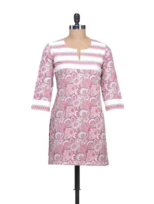 Everyday Cotton Kurti In Pink Floral Print - KILOL